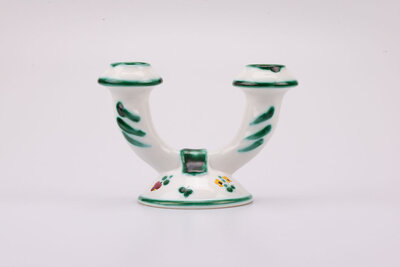  Bougeoir en faïence  avec motifs floraux fabriquée en Autriche par la manufacture Gmundner Keramik