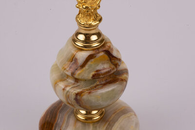 Chandelier laiton et marbre vintage exceptionnel  Chandelier en laiton et marbre