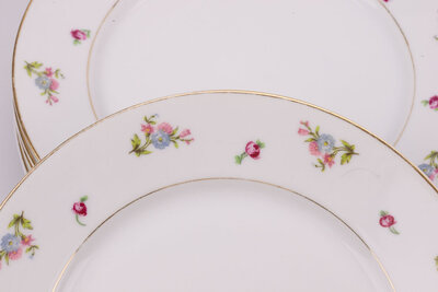 Set de 6 assiettes plate vintage en porcelaine de chez Cerabel de Baudour