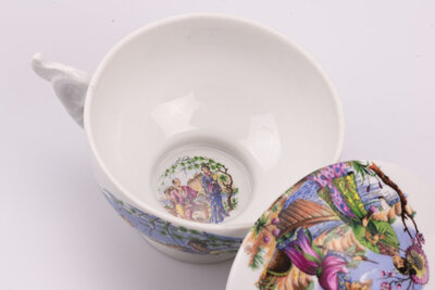 Bol à thé asiatique vintage en porcelaine de chez Couleuvre