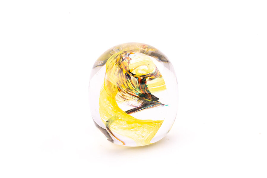 Boule de sulfure vintage jaune brun et orange en forme de tourbillon