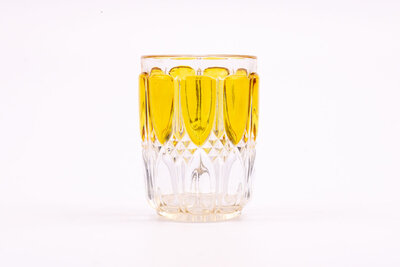 Verre en cristal transparent et jaune vintage du Val Saint-Lambert
