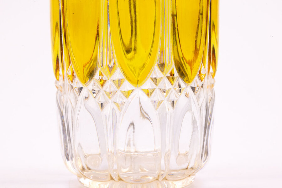 Verre en cristal transparent et jaune vintage du Val Saint-Lambert