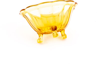 Bol et soucoupe en verre ambré