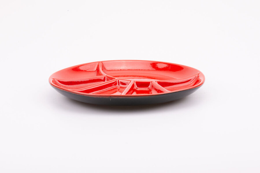 Ensemble de 6 assiettes à compartiments rouges CES