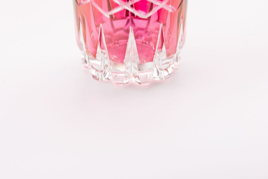 Verre à apéritif vintage rose et transparent