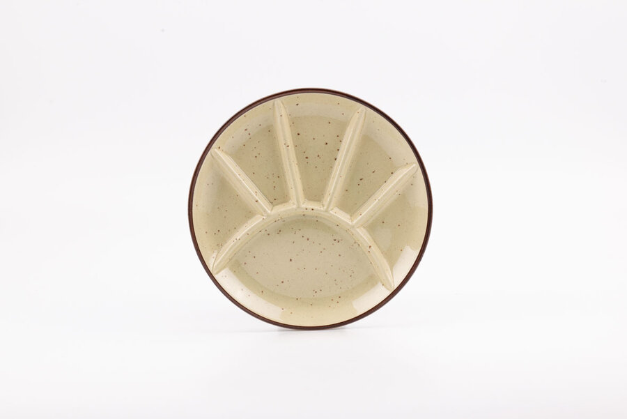 Assiette à fondue vintage à compartiment en céramique