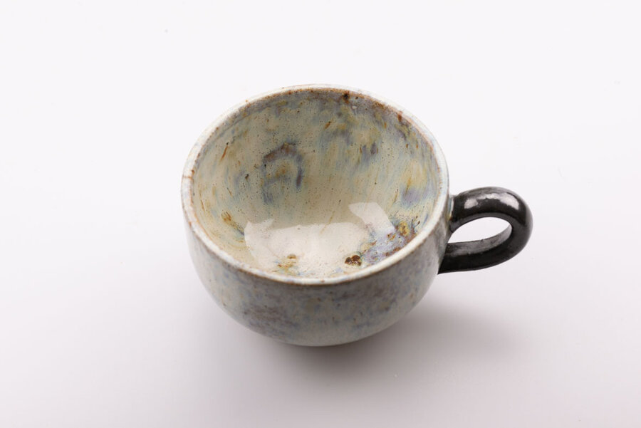 Tasse et sous-tasse vintage en grès de la manufacture Dubois Bouffioulx