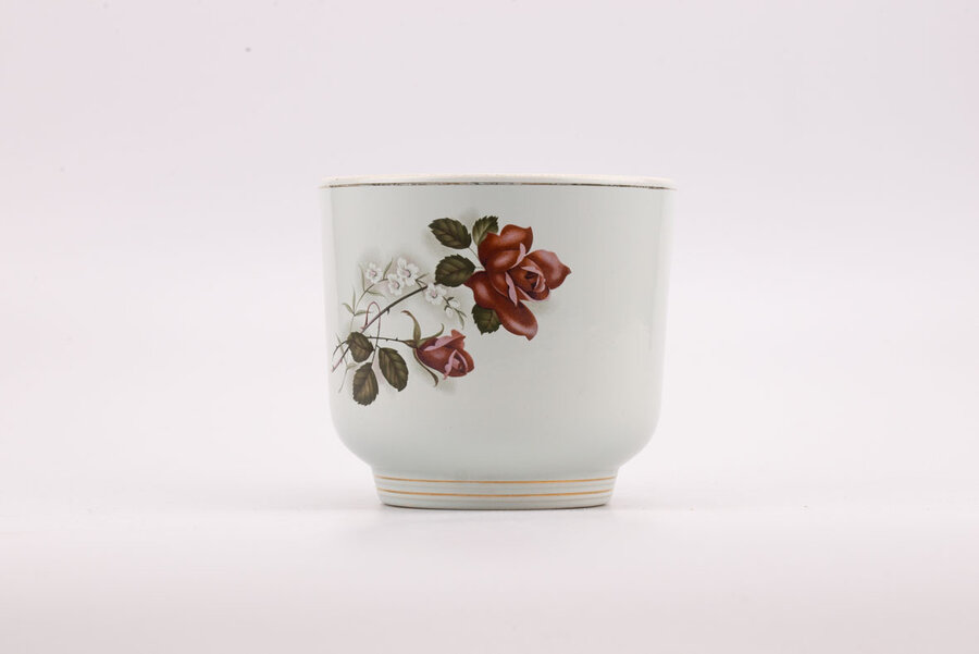 Cache-pot vintage en porcelaine blanche avec un dessin floral