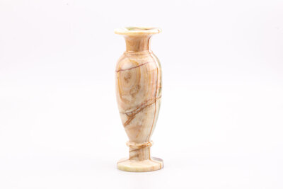 Vase vintage en marbre onyx de couleur crème avec des lignes plus foncées