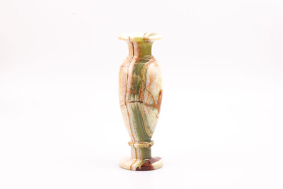 Vase vintage en marbre onyx de couleur crème avec des lignes plus foncées