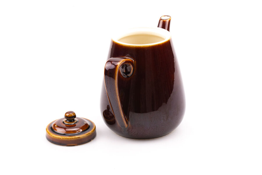 Théière vintage brune avec une grande hanse de chez Villeroy & Boch