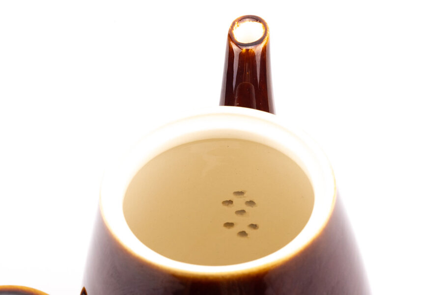Théière vintage brune avec une grande hanse de chez Villeroy & Boch
