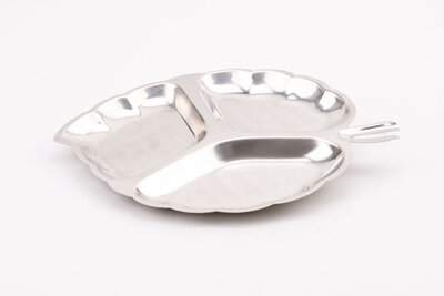 Plateau apéro vintage en inox 18/8 à 3 compartiments