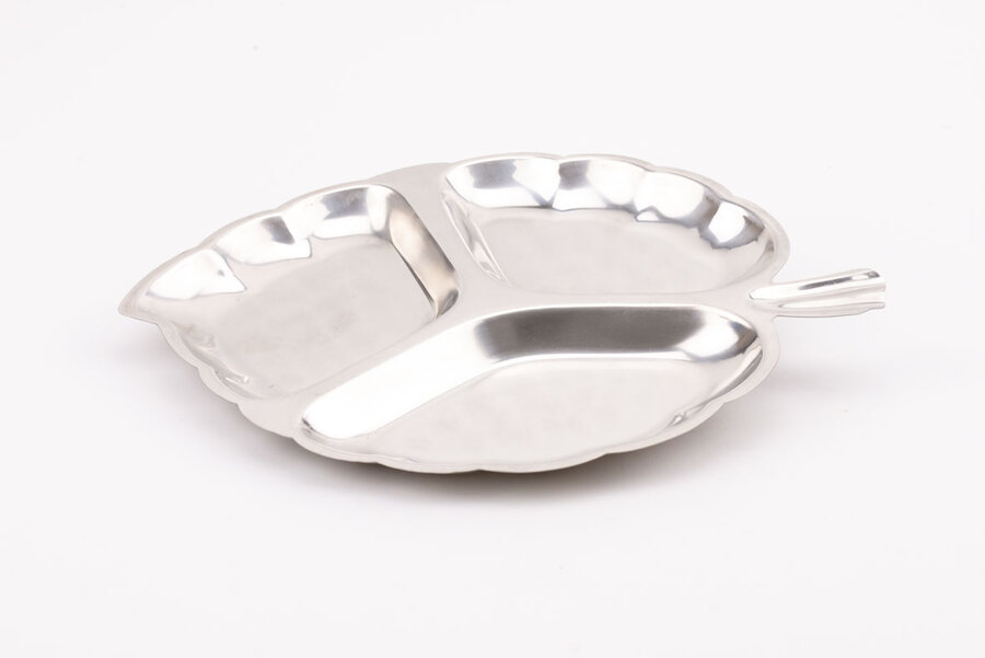Plateau apéro vintage en inox 18/8 à 3 compartiments