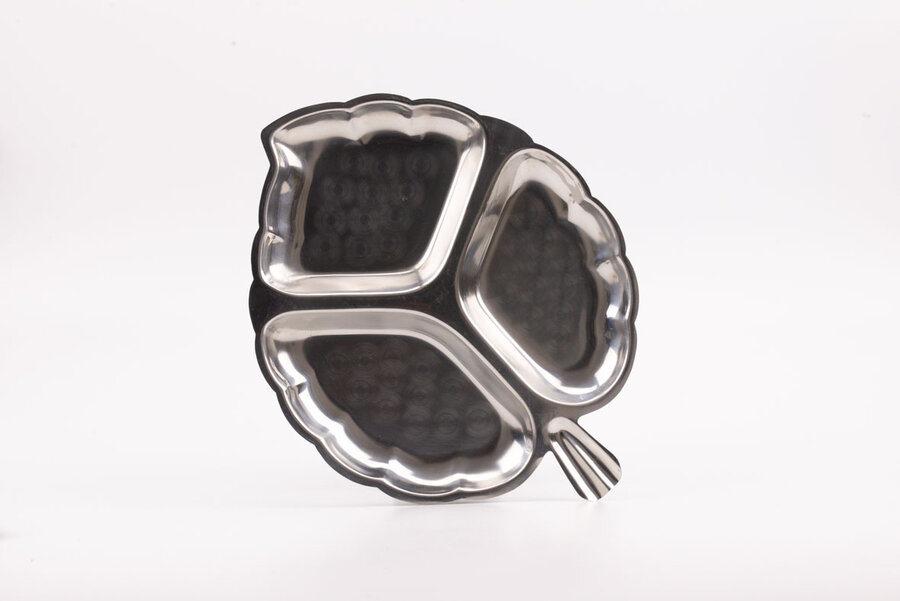 Plateau apéro vintage en inox 18/8 à 3 compartiments
