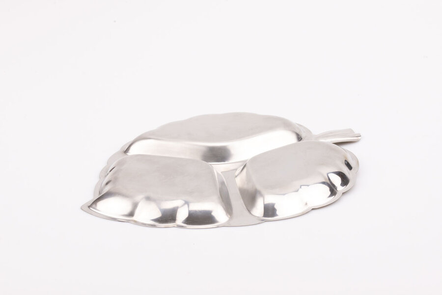 Plateau apéro vintage en inox 18/8 à 3 compartiments