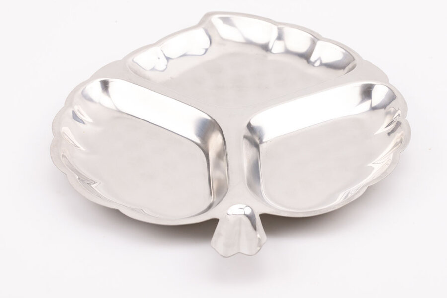 Plateau apéro vintage en inox 18/8 à 3 compartiments
