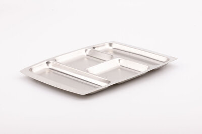 Plateau apéro vintage en Inox 18-10 à 4 compartiments