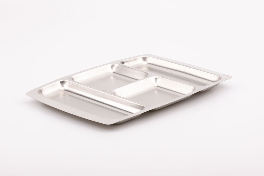 Plateau apéro vintage en Inox 18-10 à 4 compartiments