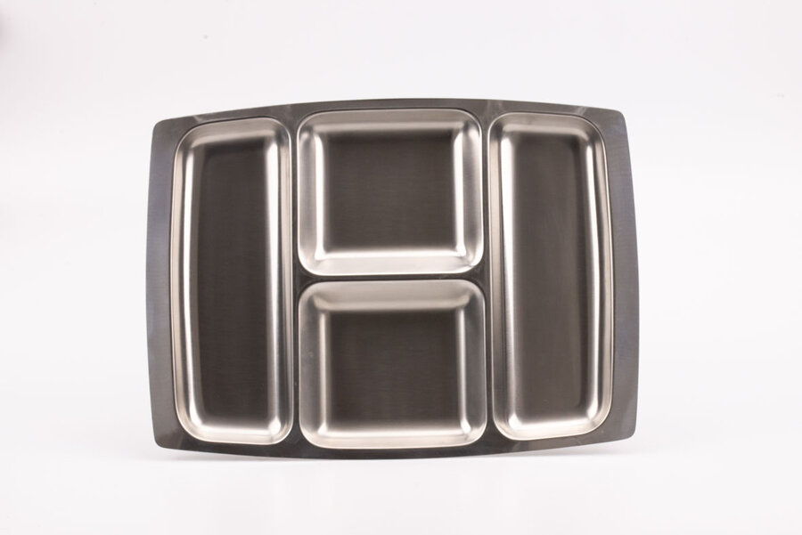 Plateau apéro vintage en Inox 18-10 à 4 compartiments