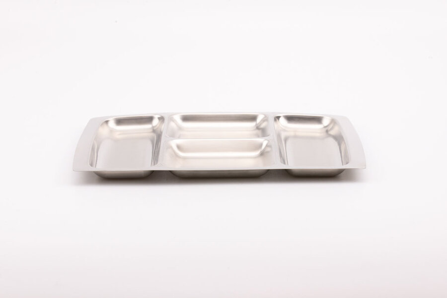 Plateau apéro vintage en Inox 18-10 à 4 compartiments