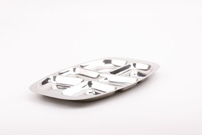 Plateau apéro vintage en Inox 18-10 à 6 compartiments
