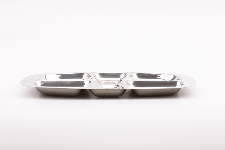 Plateau apéro vintage en Inox 18-10 à 6 compartiments