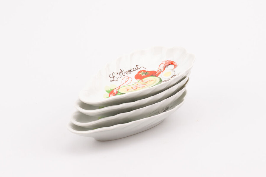 4 coupelles vintage en porcelaine avec motif d'avocat de la manufacture Hirondelle