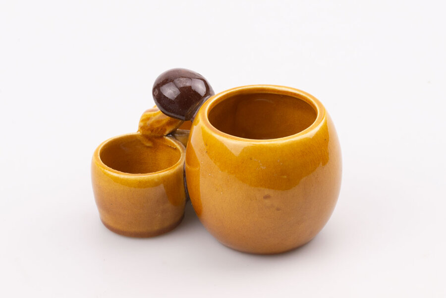 Pots à condiments vintages en porcelaine de couleur orange
