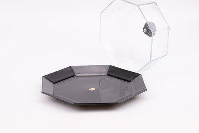 Cloche en verre vintage noir et transparent de la collection Octime d'Arcoroc