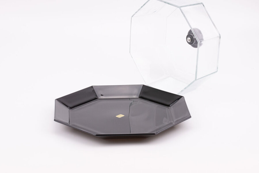 Cloche en verre vintage noir et transparent de la collection Octime d'Arcoroc