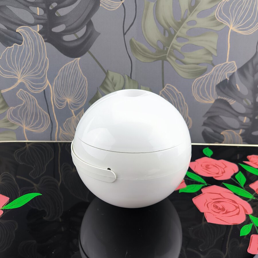 Seau à glaçons vintage blanc en plastique avec sa pince pour servir
