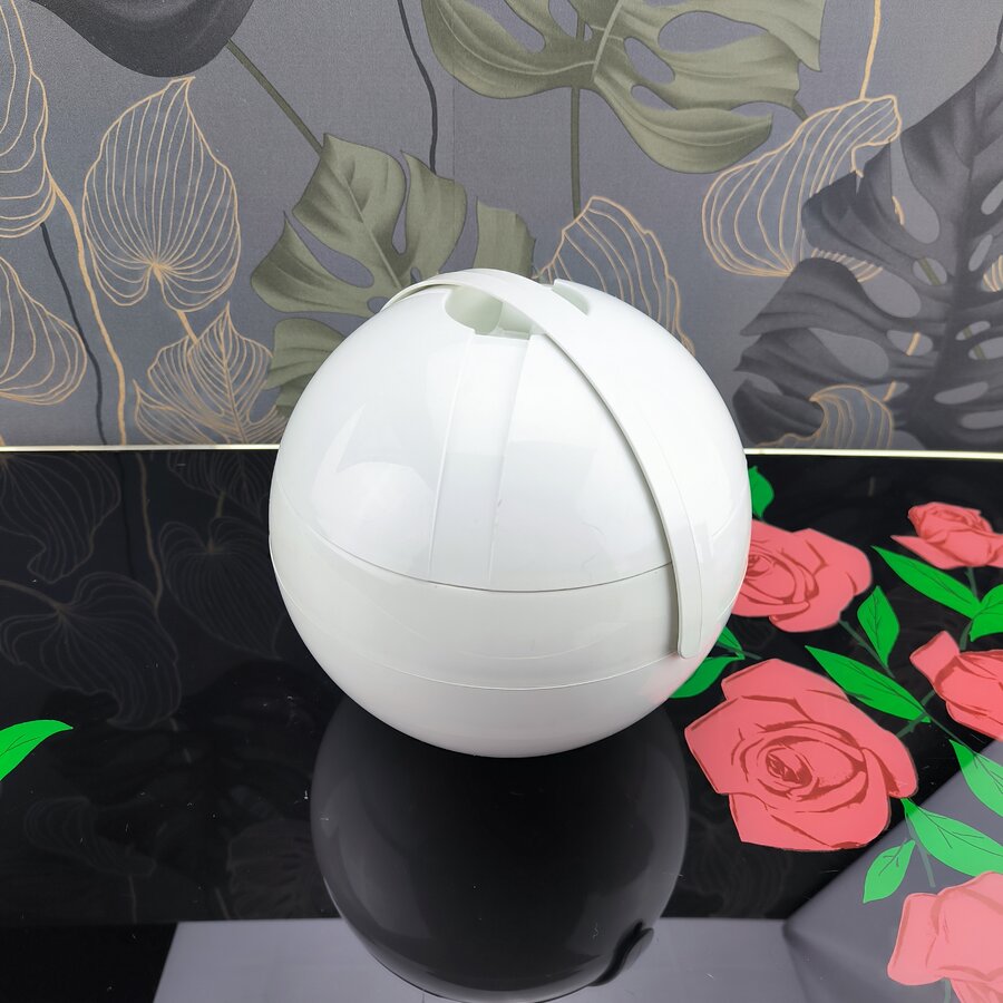 Seau à glaçons vintage blanc en plastique avec sa pince pour servir