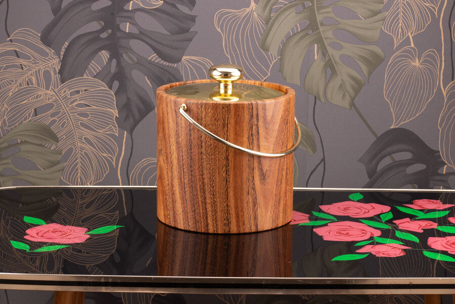 Seau à glaçons vintage et élégant de couleur brune et dorée de chez Kraftware