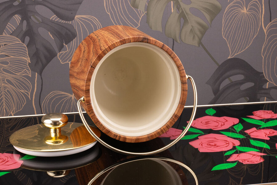 Seau à glaçons vintage et élégant de couleur brune et dorée de chez Kraftware