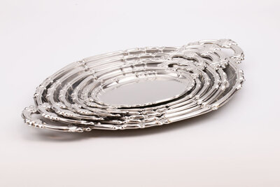Ensemble de 6 plateaux vintage en inox de chez Alfra Alessi