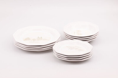 Service d'assiettes vintage en porcelaine de la collection Bocage Niderviller