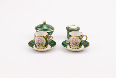 Service à café vintage en porcelaine de Limoges Malbec & Treillard Frères