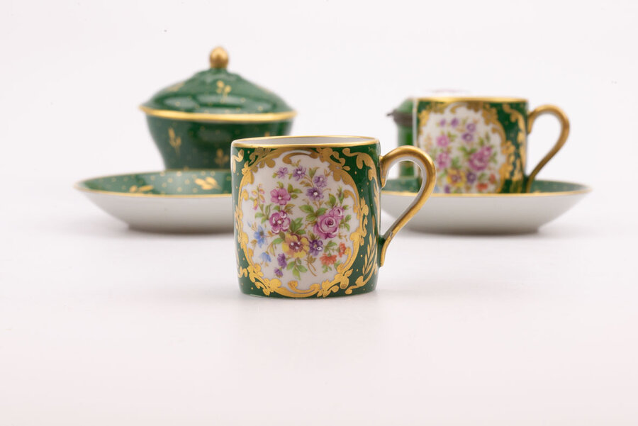 Service à café vintage en porcelaine de Limoges Malbec & Treillard Frères