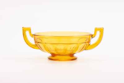 Coupe à fruits vintage en verre orange modèle Noemi Val Saint-Lambert