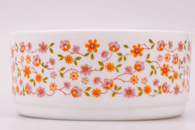 saladier scania arcopal avec petites fleurs roses et orange