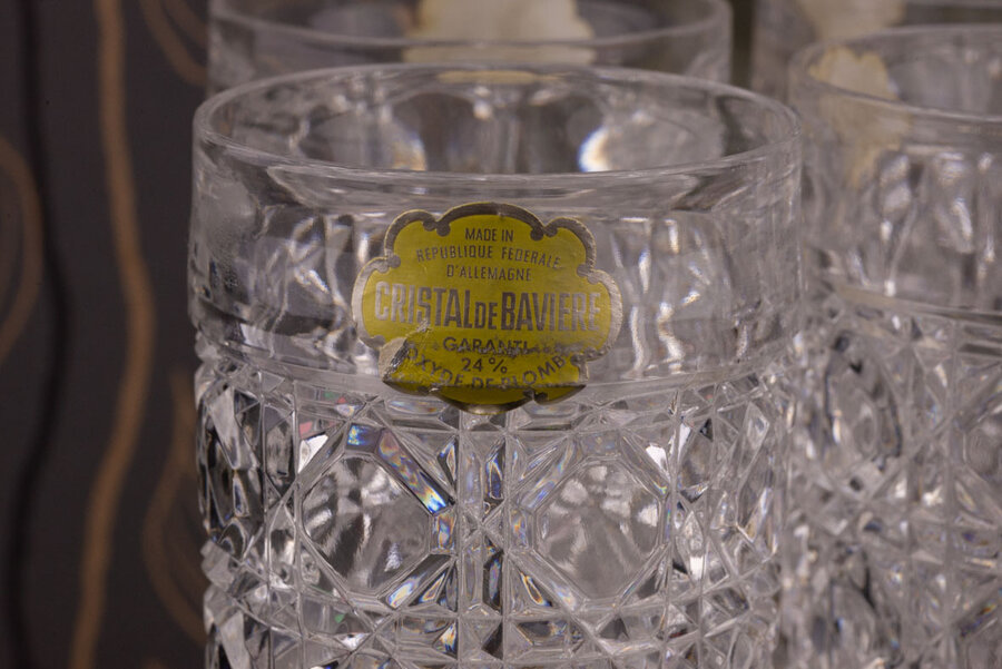 5 verres à eau en cristal de Bavière d'une hauteur de 13,5 cm