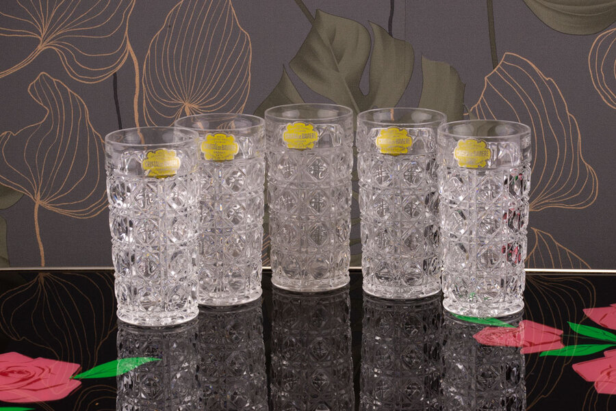 5 verres à eau en cristal de Bavière d'une hauteur de 13,5 cm