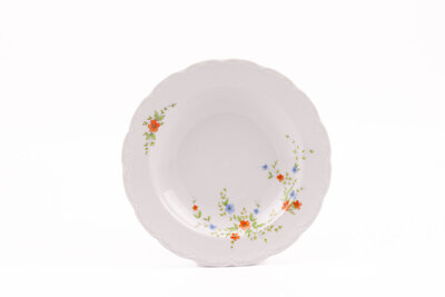 Assiette creuse en porcelaine vintage blanche avec des motifs floraux de chez Mitterteich