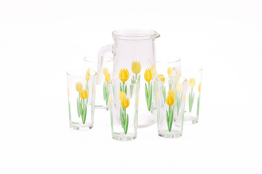 6 verres et 1 cruche Renault 