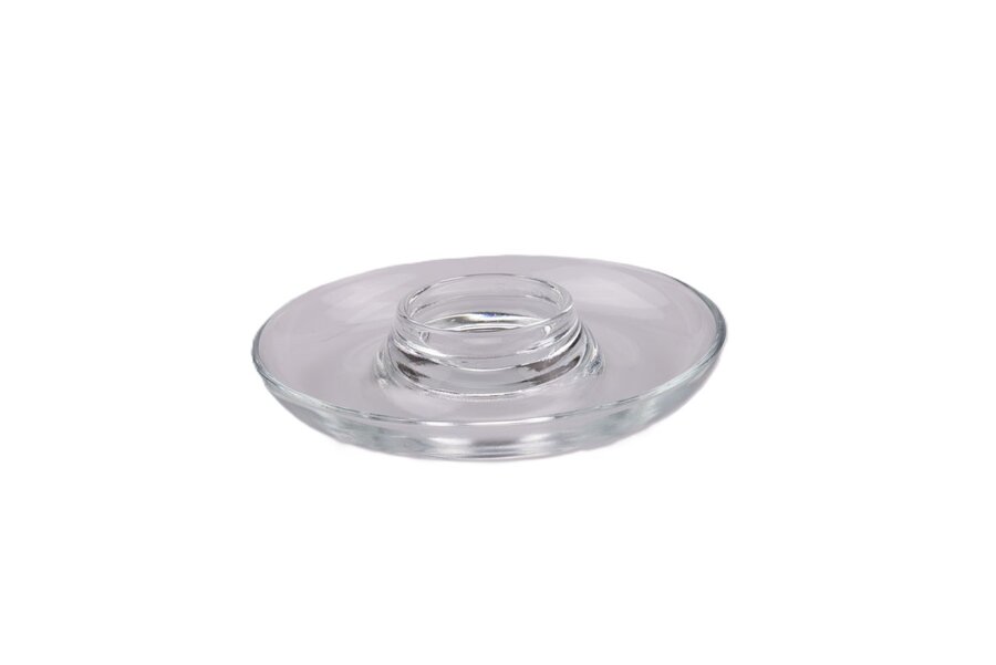Bougeoir plat et circulaire en verre 