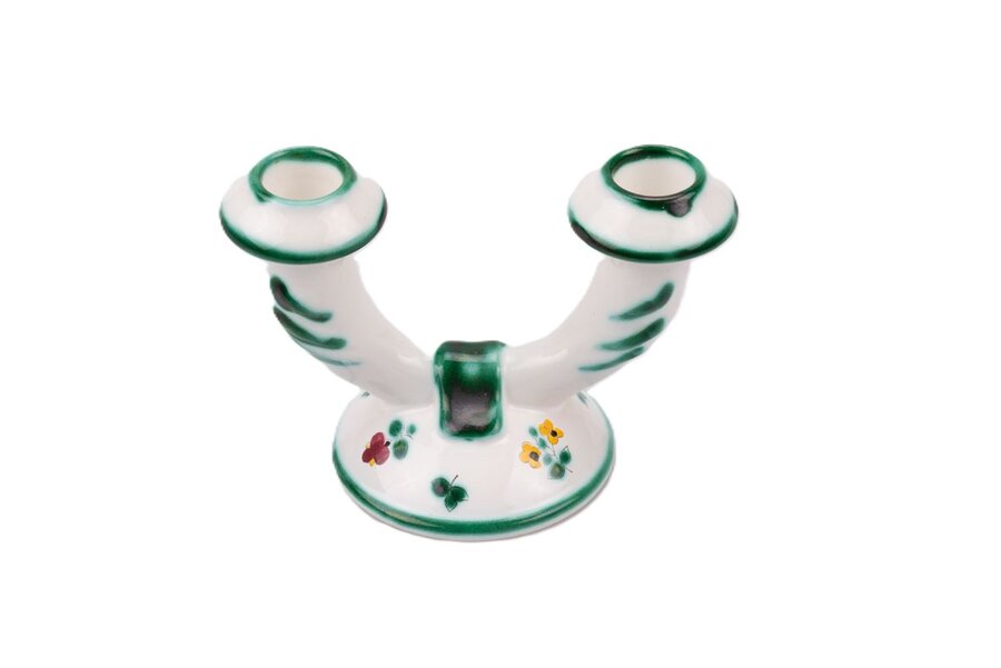 Bougeoir à 2 lumières en faïence vintage de chez Gmundner Keramik