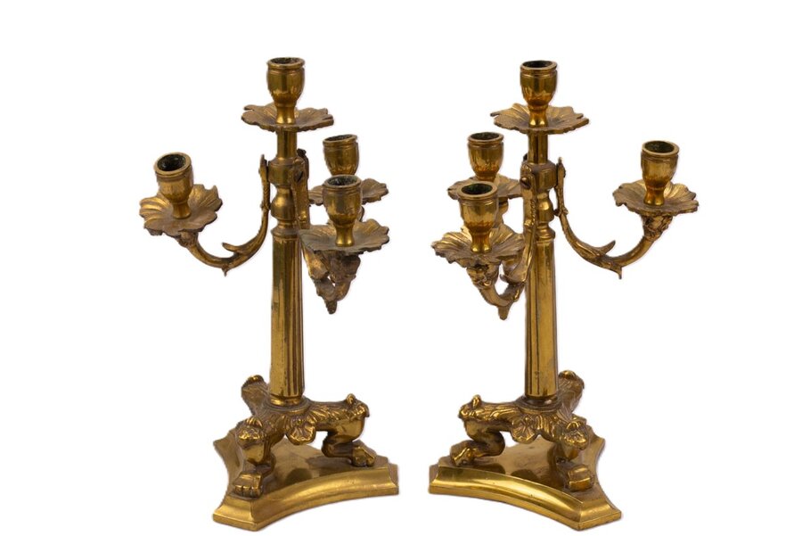 Candélabre bronze ancien à 4 lumières