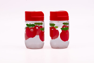 Bocal vintage en verre de 0,65 avec un motif de pomme rouge de chez VMC Gulf